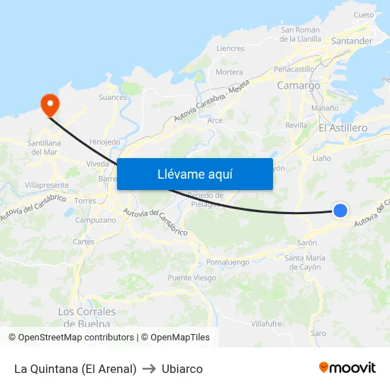 La Quintana (El Arenal) to Ubiarco map