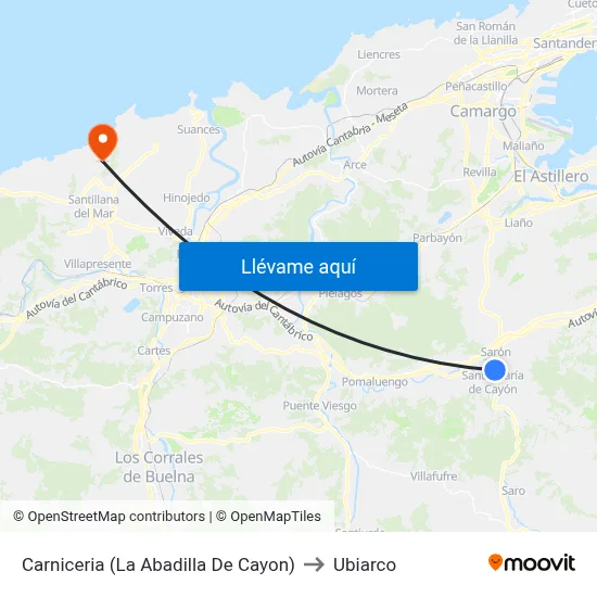 Carniceria (La Abadilla De Cayon) to Ubiarco map