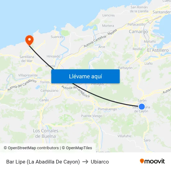 Bar Lipe (La Abadilla De Cayon) to Ubiarco map