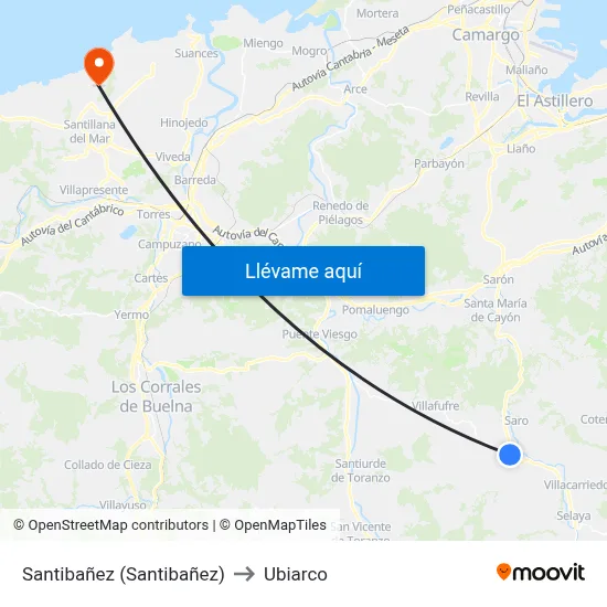 Santibañez (Santibañez) to Ubiarco map