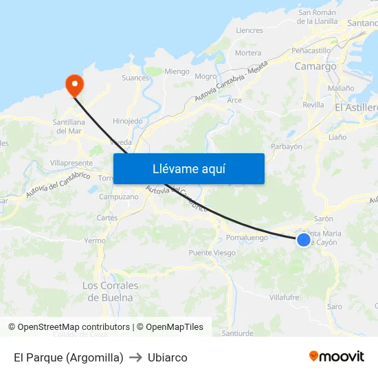 El Parque (Argomilla) to Ubiarco map