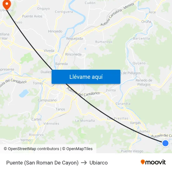 Puente (San Roman De Cayon) to Ubiarco map