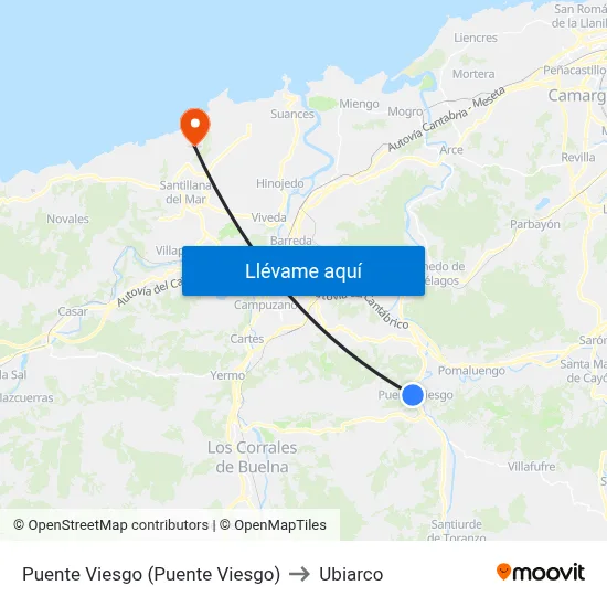 Puente Viesgo (Puente Viesgo) to Ubiarco map