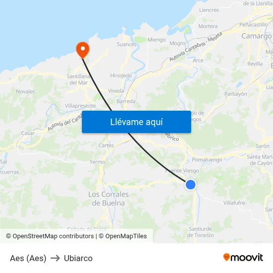 Aes (Aes) to Ubiarco map