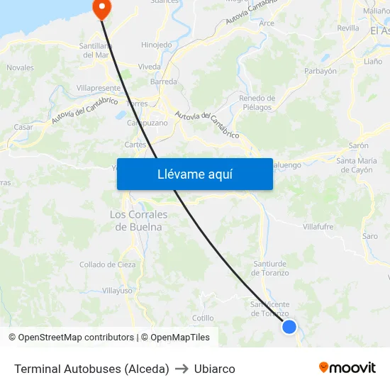 Terminal Autobuses (Alceda) to Ubiarco map