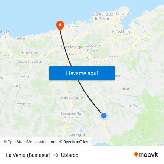 La Venta (Bustasur) to Ubiarco map