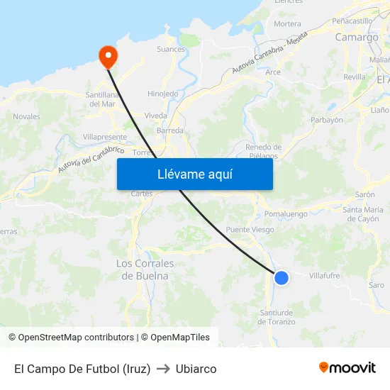 El Campo De Futbol (Iruz) to Ubiarco map