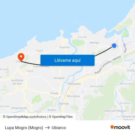 Lupa Mogro (Mogro) to Ubiarco map