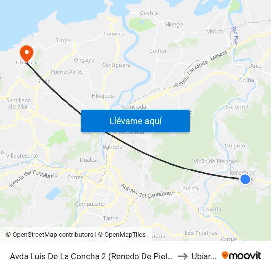 Avda Luis De La Concha 2 (Renedo De Pielagos) to Ubiarco map