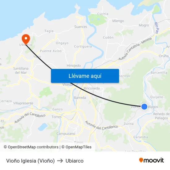 Vioño Iglesia (Vioño) to Ubiarco map
