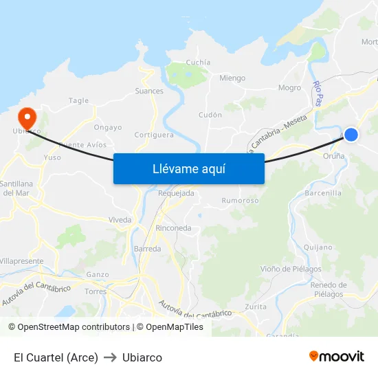 El Cuartel (Arce) to Ubiarco map