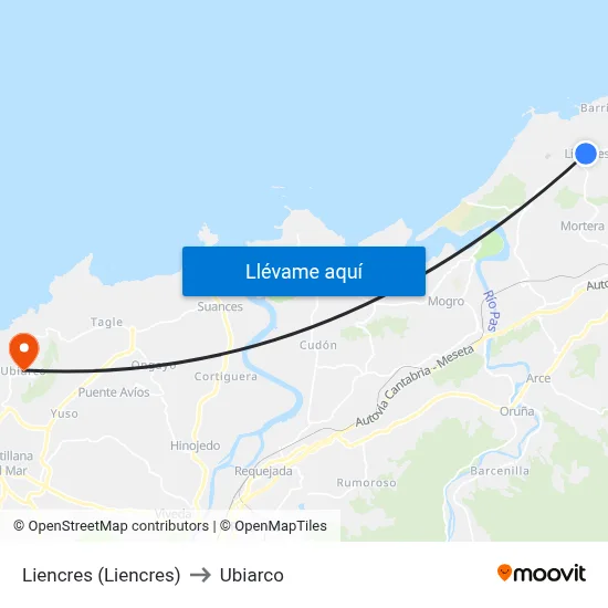 Liencres (Liencres) to Ubiarco map