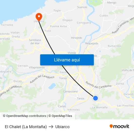 El Chalet (La Montaña) to Ubiarco map