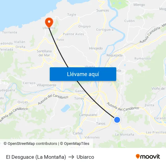 El Desguace (La Montaña) to Ubiarco map