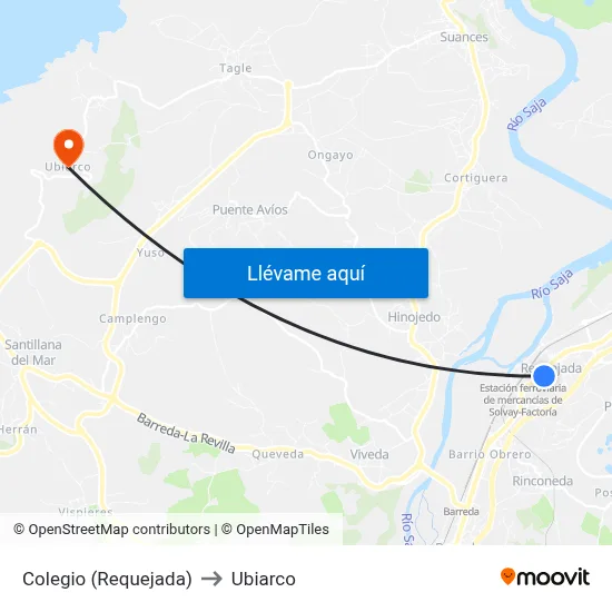 Colegio (Requejada) to Ubiarco map