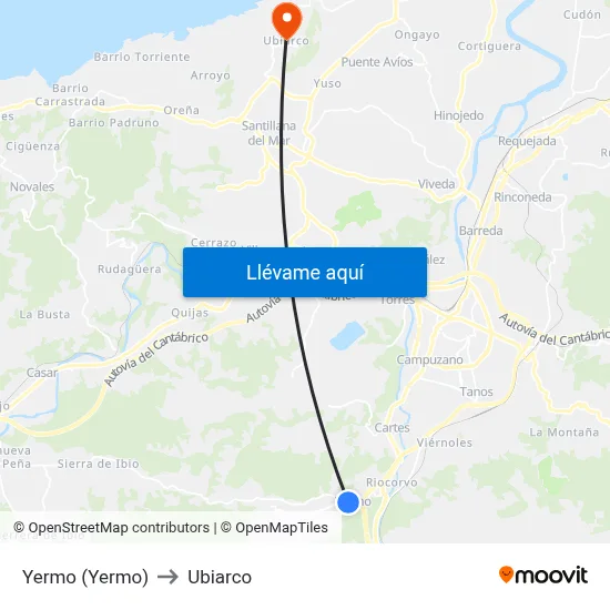Yermo (Yermo) to Ubiarco map