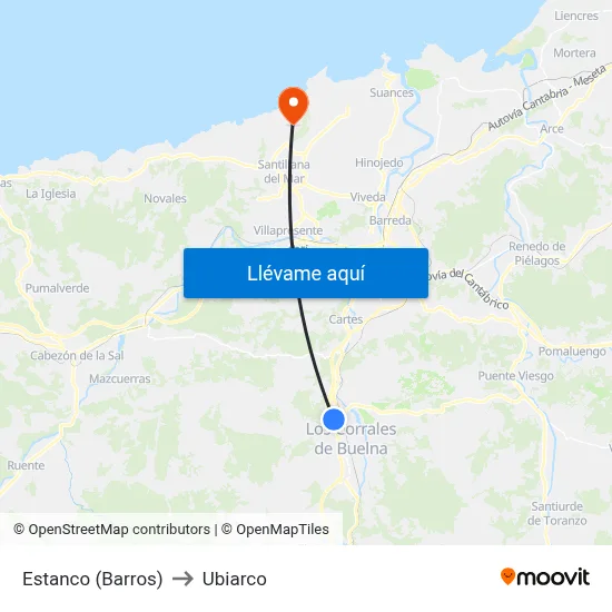 Estanco (Barros) to Ubiarco map