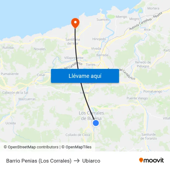 Barrio Penias (Los Corrales) to Ubiarco map