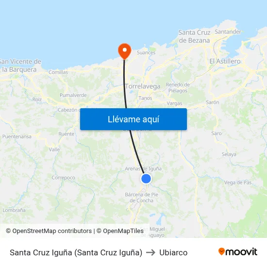 Santa Cruz Iguña (Santa Cruz Iguña) to Ubiarco map