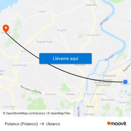 Polanco (Polanco) to Ubiarco map
