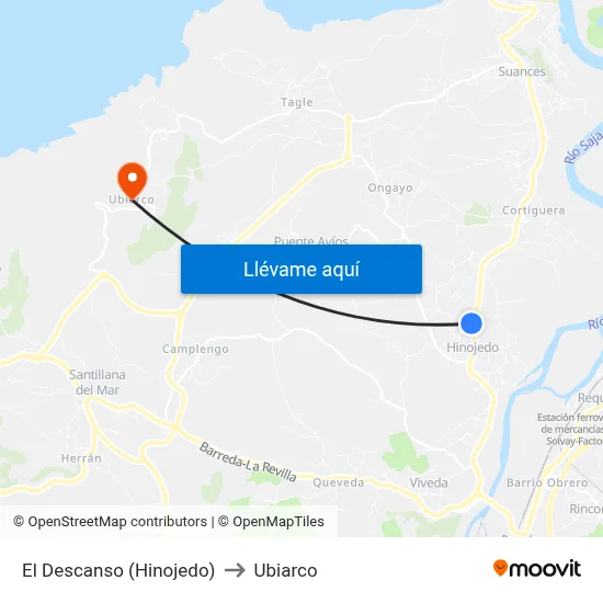 El Descanso (Hinojedo) to Ubiarco map