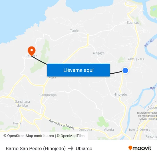 Barrio San Pedro (Hinojedo) to Ubiarco map