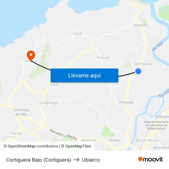 Cortiguera Bajo (Cortiguera) to Ubiarco map