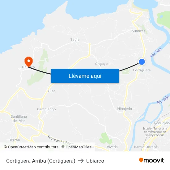 Cortiguera Arriba (Cortiguera) to Ubiarco map
