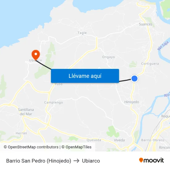 Barrio San Pedro (Hinojedo) to Ubiarco map