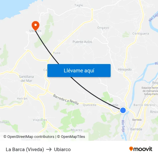La Barca (Viveda) to Ubiarco map