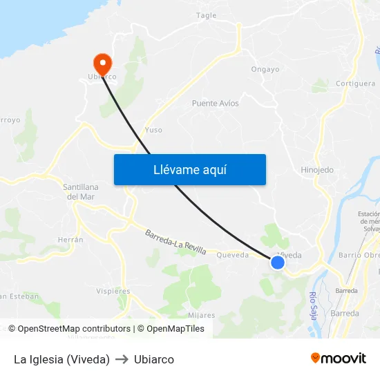 La Iglesia (Viveda) to Ubiarco map