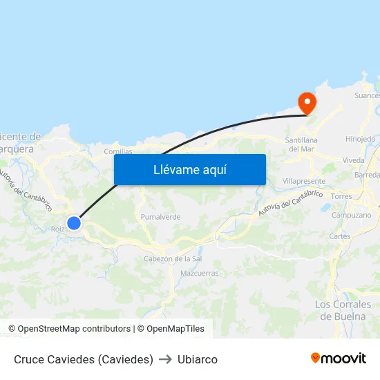 Cruce Caviedes (Caviedes) to Ubiarco map