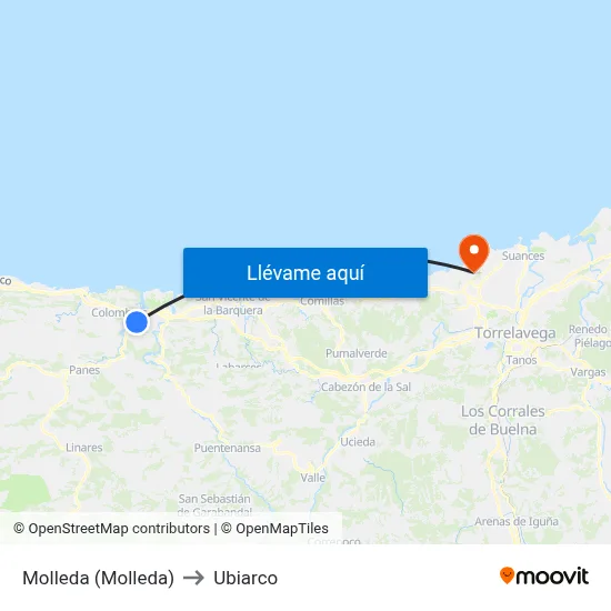 Molleda (Molleda) to Ubiarco map