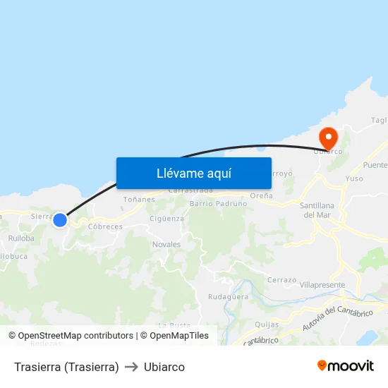 Trasierra (Trasierra) to Ubiarco map