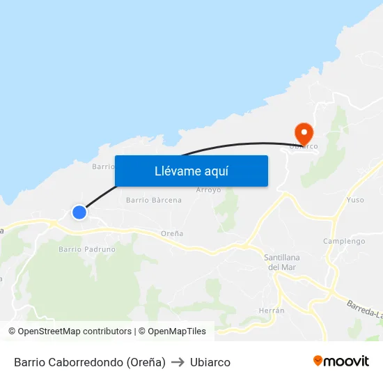 Barrio Caborredondo (Oreña) to Ubiarco map