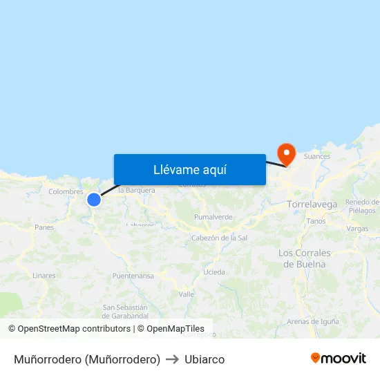 Muñorrodero (Muñorrodero) to Ubiarco map