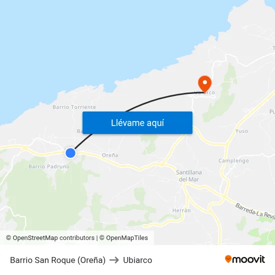 Barrio San Roque (Oreña) to Ubiarco map