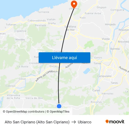 Alto San Cipriano (Alto San Cipriano) to Ubiarco map