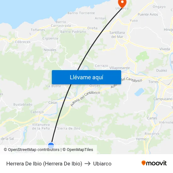 Herrera De Ibio (Herrera De Ibio) to Ubiarco map