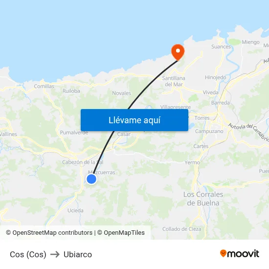 Cos (Cos) to Ubiarco map