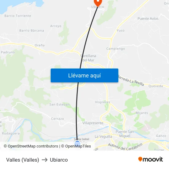 Valles (Valles) to Ubiarco map