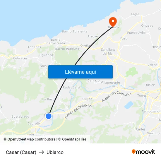 Casar (Casar) to Ubiarco map