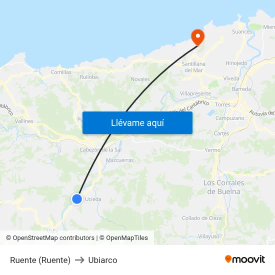 Ruente (Ruente) to Ubiarco map