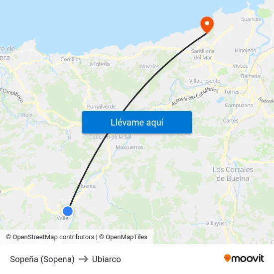 Sopeña (Sopena) to Ubiarco map