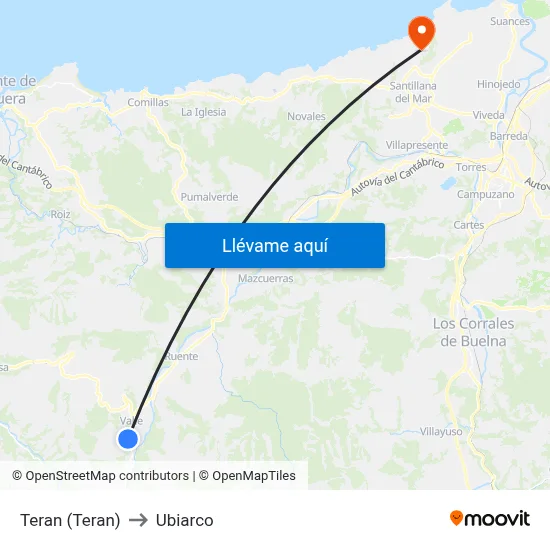 Teran (Teran) to Ubiarco map