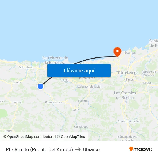 Pte.Arrudo (Puente Del Arrudo) to Ubiarco map