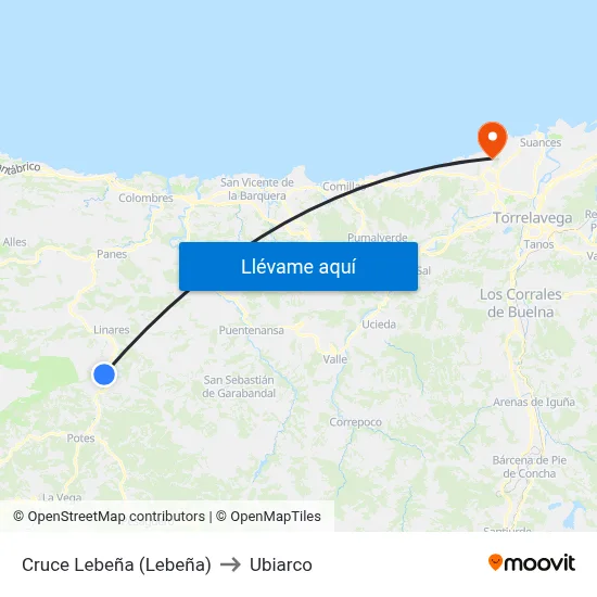 Cruce Lebeña (Lebeña) to Ubiarco map