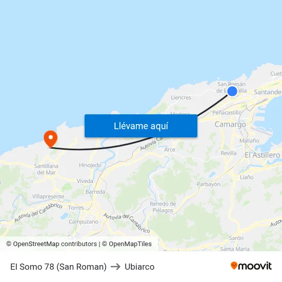 El Somo 78 (San Roman) to Ubiarco map