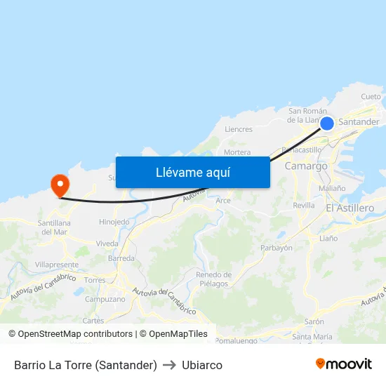 Barrio La Torre (Santander) to Ubiarco map