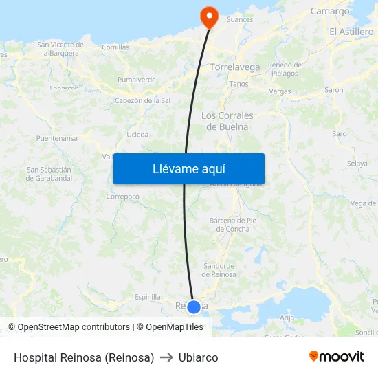 Hospital Reinosa (Reinosa) to Ubiarco map
